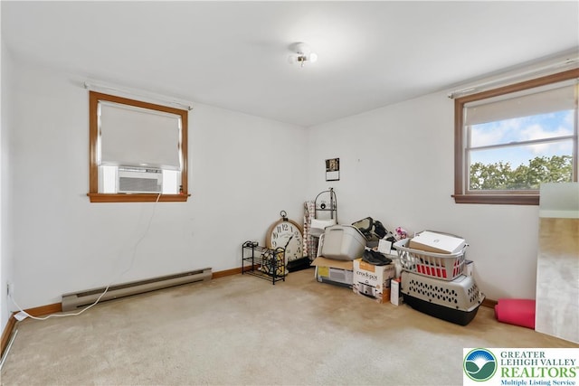 5396 Nor Bath Blvd, East Allen Twp, PA 18067 - miscellaneous room featuring baseboard heating, cooling unit, and carpet