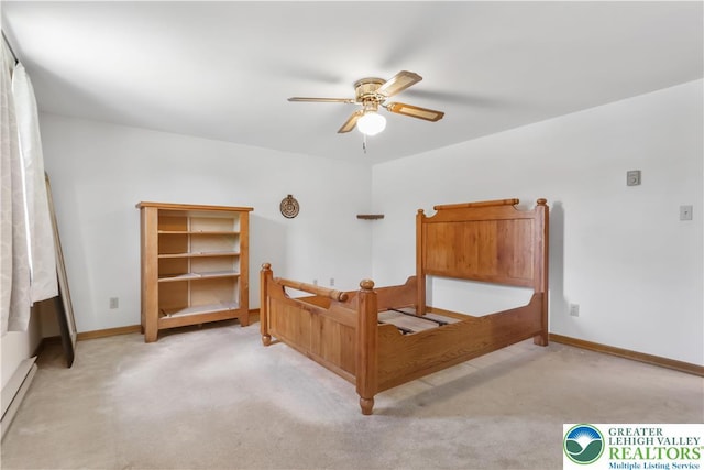 5396 Nor Bath Blvd, East Allen Twp, PA 18067 - carpeted bedroom with a baseboard radiator and a ceiling fan