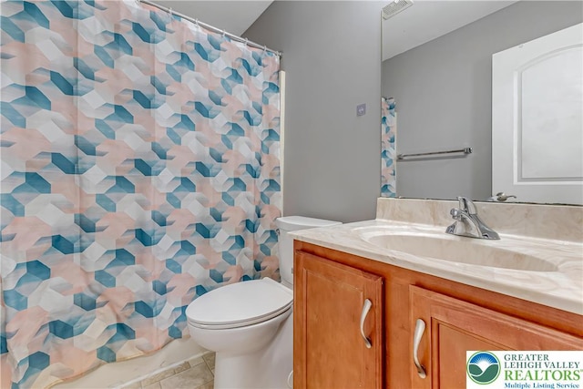 6945 Hunt Dr, Lower Macungie Twp, PA 18062 - bathroom with vanity, tile patterned floors, and curtained shower