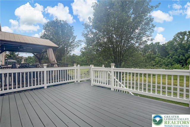 6945 Hunt Dr, Lower Macungie Twp, PA 18062 - wooden deck featuring a gazebo