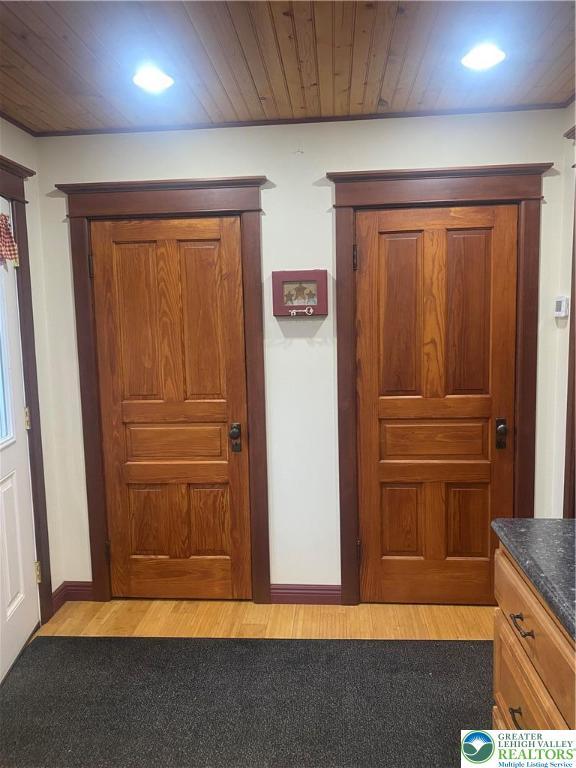 733 Nazareth Pike, Lower Nazareth Twp, PA 18064 - entrance foyer featuring wooden ceiling, light colored carpet, and recessed lighting