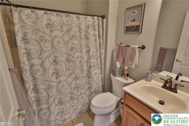 4076 Pine Hurst Dr, Allen Twp, PA 18067 - full bathroom featuring vanity, tile patterned flooring, and a shower with curtain