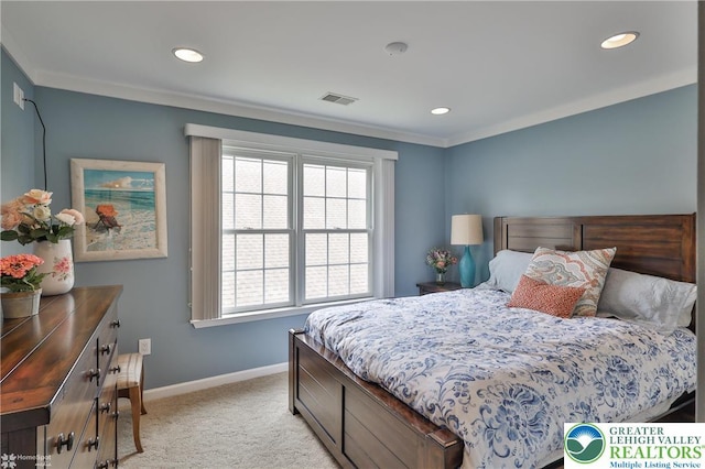 4076 Pine Hurst Dr, Allen Twp, PA 18067 - bedroom featuring light carpet, multiple windows, recessed lighting, and crown molding