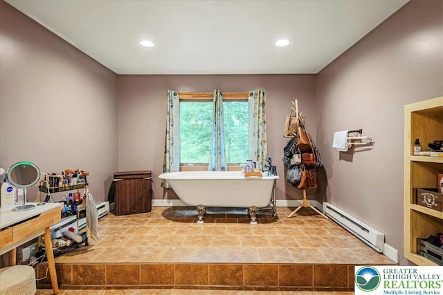 1079 Marshalls Creek Rd, Middle Smithfield Twp, PA 18302 - recreation room with a baseboard radiator and recessed lighting