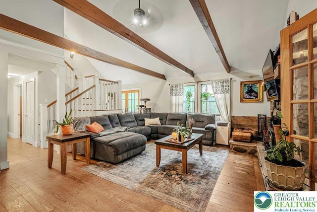 1079 Marshalls Creek Rd, Middle Smithfield Twp, PA 18302 - living room featuring stairs and light wood-type flooring