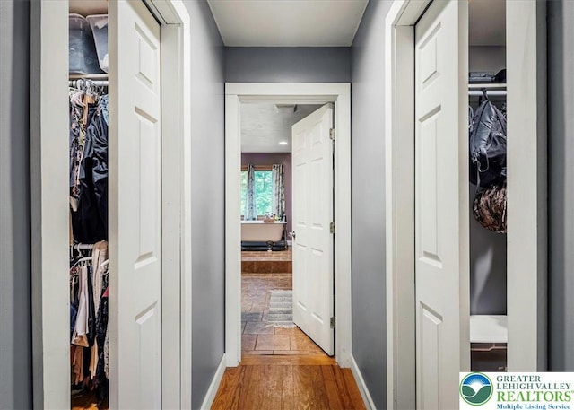 1079 Marshalls Creek Rd, Middle Smithfield Twp, PA 18302 - hallway with wood finished floors and baseboards