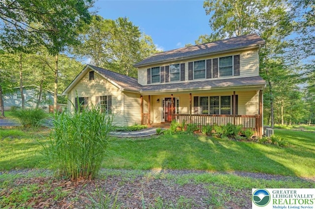 119 Savage Trl, Smithfield Twp, PA 18301 - view of front facade with a front lawn and covered porch