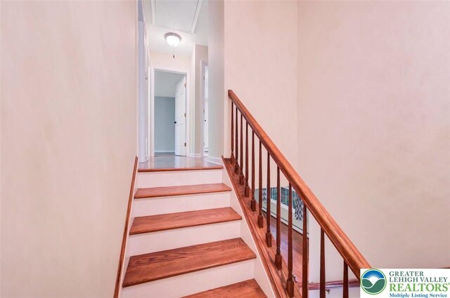 119 Savage Trl, Smithfield Twp, PA 18301 - staircase featuring attic access