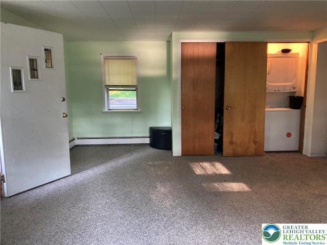 5984 Rte 412, Springfield Twp, PA 18077 - unfurnished living room with a baseboard radiator and carpet flooring