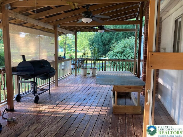 5984 Rte 412, Springfield Twp, PA 18077 - deck featuring a ceiling fan and a grill
