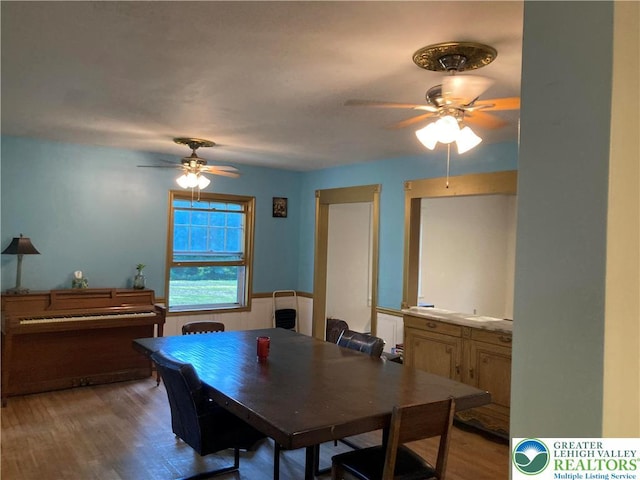 5984 Rte 412, Springfield Twp, PA 18077 - dining area with a ceiling fan and light wood finished floors