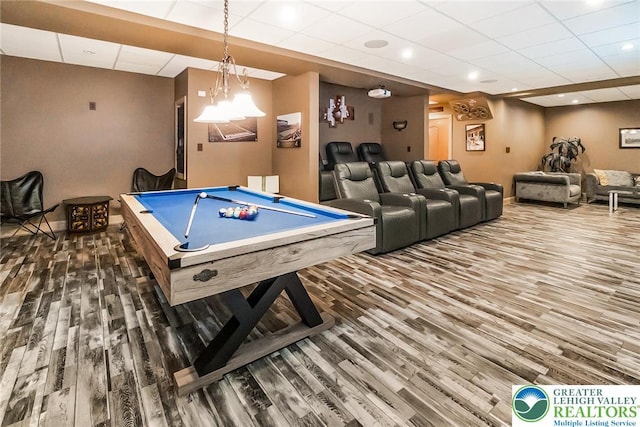 4260 W Wyndemere Cir, Lowhill Twp, PA 18078 - game room featuring a paneled ceiling, wood finished floors, and pool table