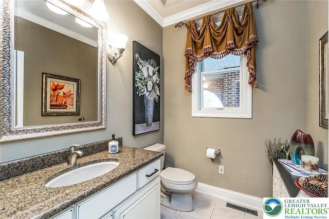 4260 W Wyndemere Cir, Lowhill Twp, PA 18078 - bathroom featuring crown molding, vanity, and tile patterned floors
