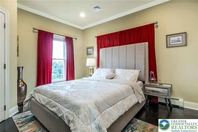 4260 W Wyndemere Cir, Lowhill Twp, PA 18078 - bedroom featuring a baseboard radiator, crown molding, and recessed lighting