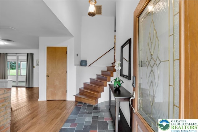 8555 Mohr Ln, Weisenberg Twp, PA 18051 - entryway featuring wood finished floors and stairs