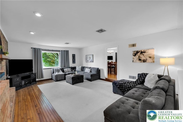 8555 Mohr Ln, Weisenberg Twp, PA 18051 - living area with a chandelier, wood-type flooring, and recessed lighting