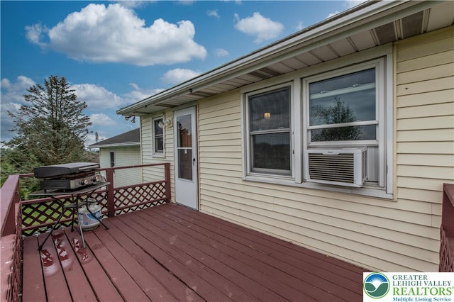 8555 Mohr Ln, Weisenberg Twp, PA 18051 - wooden terrace featuring grilling area and cooling unit