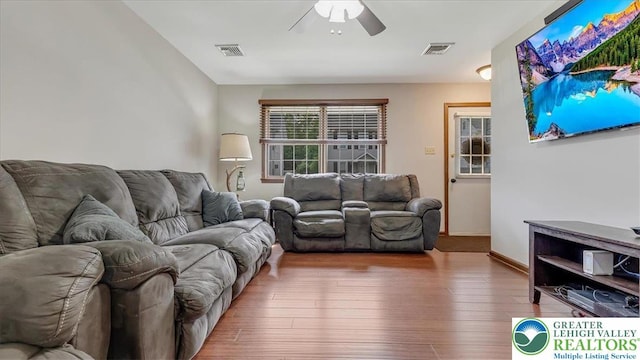 5129 3rd St, Whitehall Twp, PA 18052 - living room with a ceiling fan and hardwood / wood-style flooring