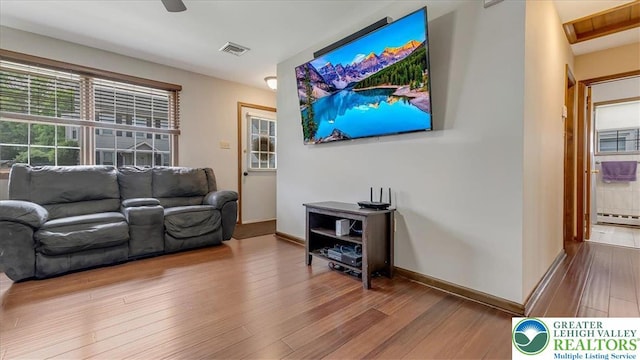 5129 3rd St, Whitehall Twp, PA 18052 - living room with wood finished floors and baseboards
