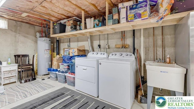 5129 3rd St, Whitehall Twp, PA 18052 - laundry area with water heater and washing machine and dryer