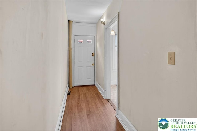 22 N Warren St, Easton, PA 18042 - hallway featuring light wood-style flooring and baseboards