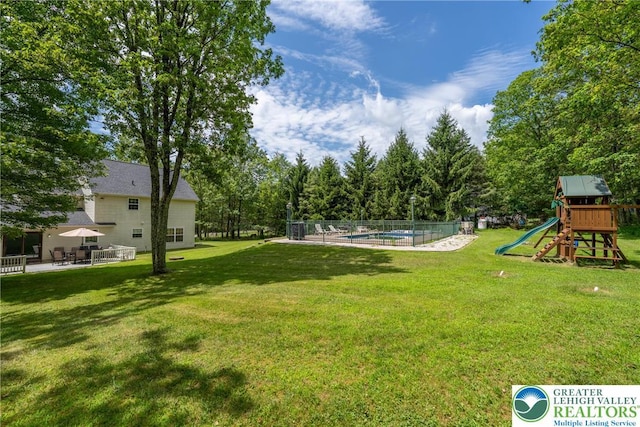 2175 Village Rd, Chestnuthill Twp, PA 18330 - view of yard with a patio and a playground