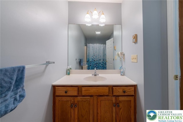 2175 Village Rd, Chestnuthill Twp, PA 18330 - full bathroom featuring vanity and a shower with curtain