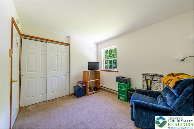 2175 Village Rd, Chestnuthill Twp, PA 18330 - sitting room with carpet flooring and a baseboard heating unit