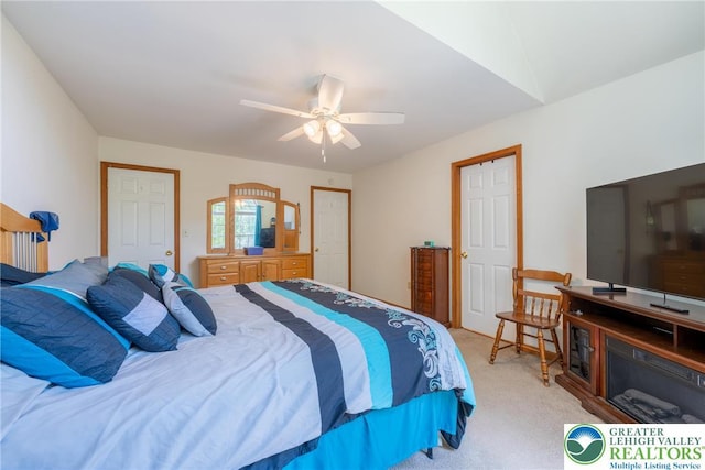 2175 Village Rd, Chestnuthill Twp, PA 18330 - bedroom featuring light colored carpet and a ceiling fan