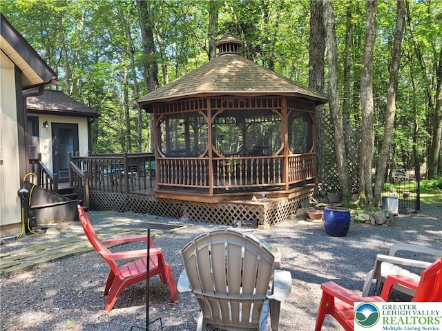 2048 Beaver Run Rd, Tobyhanna Twp, PA 18347 - view of patio with a gazebo and a wooden deck