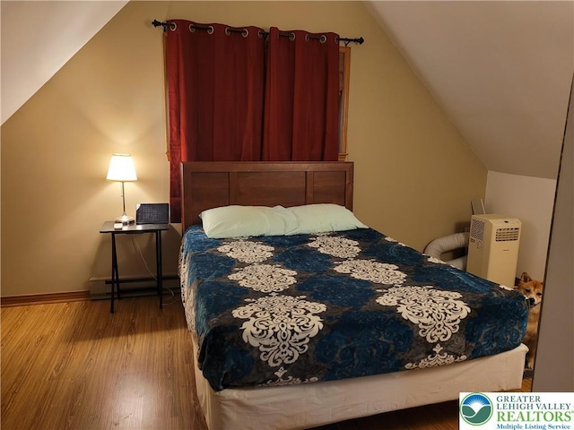 2048 Beaver Run Rd, Tobyhanna Twp, PA 18347 - bedroom featuring lofted ceiling and wood finished floors