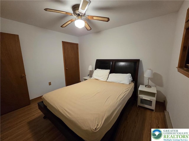 2048 Beaver Run Rd, Tobyhanna Twp, PA 18347 - bedroom with wood finished floors and ceiling fan