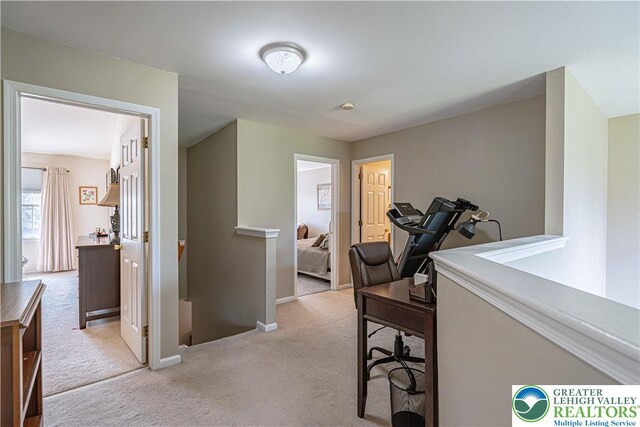 2877 Hope Ridge Dr, Bethlehem Twp, PA 18045 - exercise area featuring light carpet and baseboards