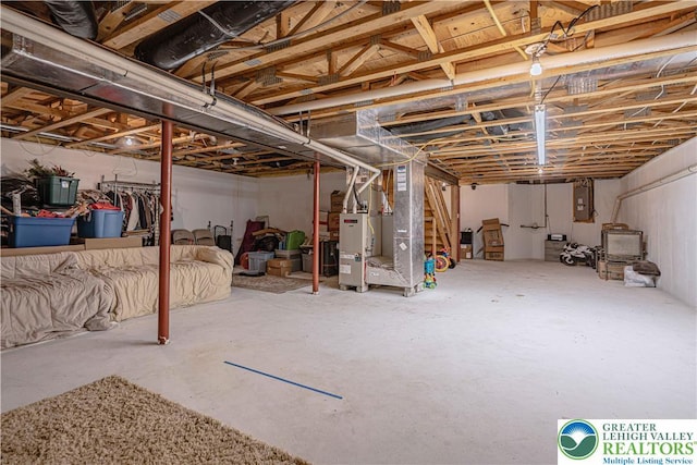 2877 Hope Ridge Dr, Bethlehem Twp, PA 18045 - unfinished below grade area featuring electric panel and heating unit