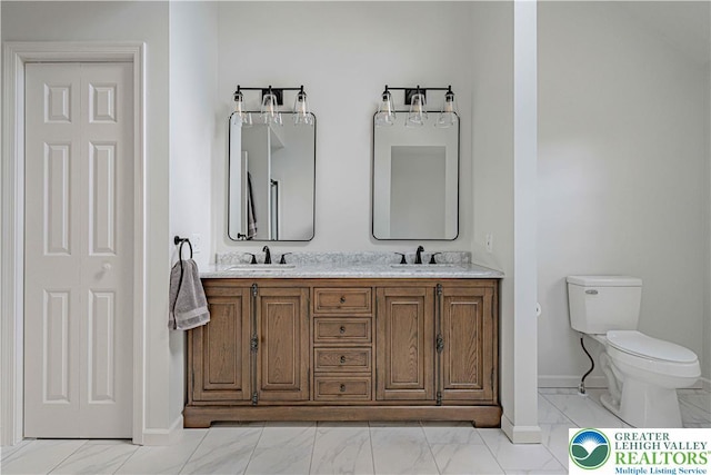 2029 Amherst Dr, Lower Saucon Twp, PA 18015 - full bath featuring marble look tile flooring and double vanity