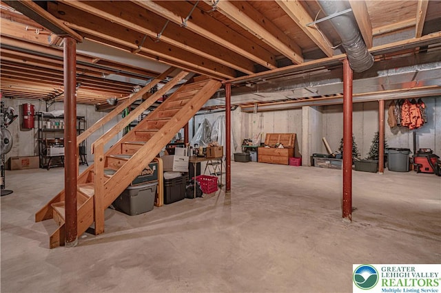 2029 Amherst Dr, Lower Saucon Twp, PA 18015 - unfinished below grade area featuring stairway and a central vacuum unit