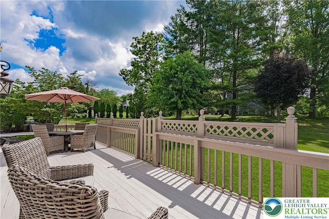 2029 Amherst Dr, Lower Saucon Twp, PA 18015 - deck with a lawn and outdoor dining space