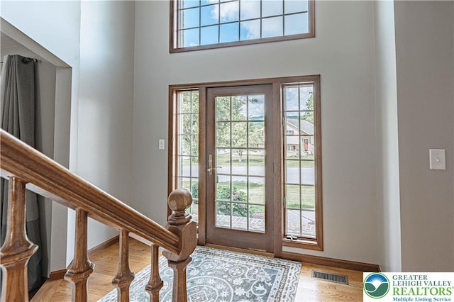 2029 Amherst Dr, Lower Saucon Twp, PA 18015 - foyer featuring healthy amount of natural light, wood finished floors, and a towering ceiling