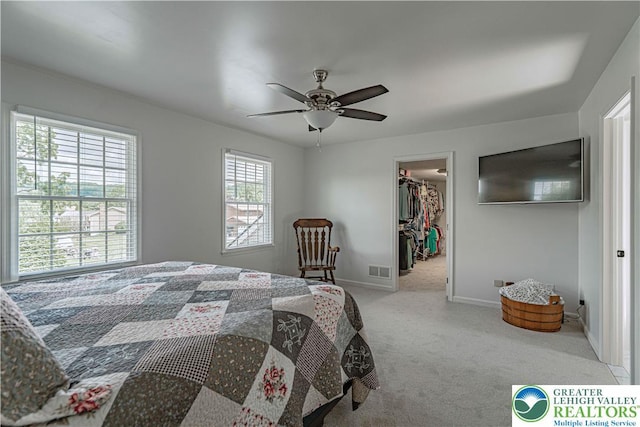 2029 Amherst Dr, Lower Saucon Twp, PA 18015 - bedroom with carpet floors, a spacious closet, and a ceiling fan