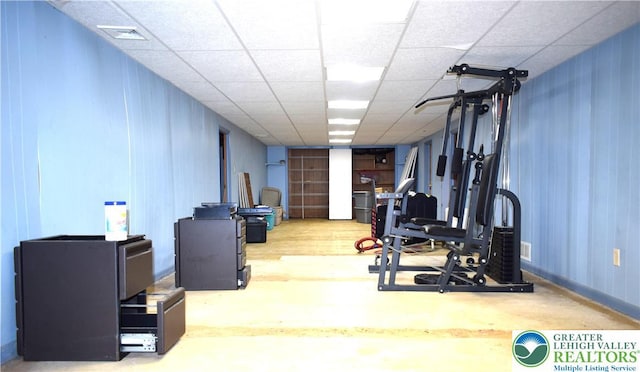 2841 Willow St, North Whitehall Twp, PA 18037 - exercise room with a drop ceiling