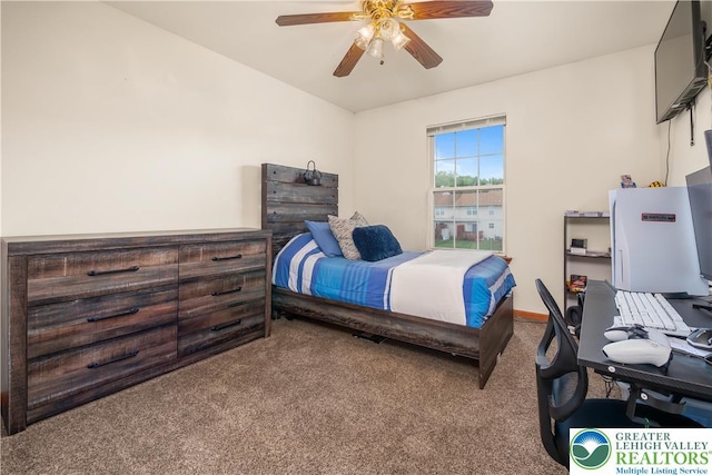 2721 Victoria Ln, Easton, PA 18045 - carpeted bedroom with a ceiling fan and a desk