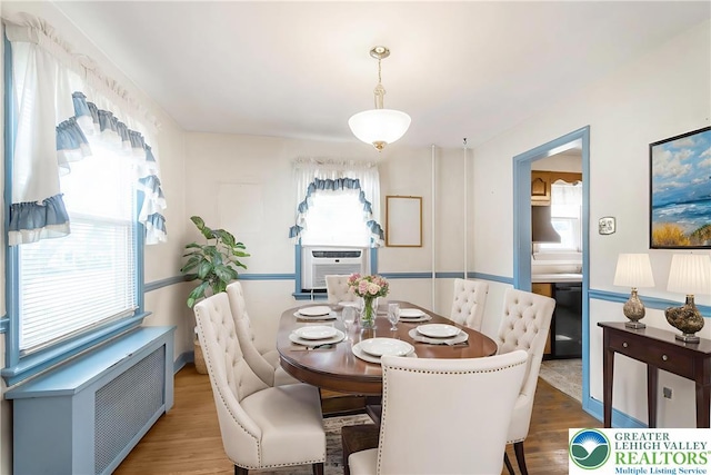 457 E Lawn Rd, Upper Nazareth Twp, PA 18064 - dining room with healthy amount of natural light, radiator, and wood finished floors