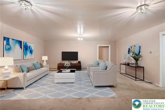 242 Schoeneck Ave, Nazareth Boro, PA 18064 - carpeted living room with a baseboard heating unit and a baseboard radiator