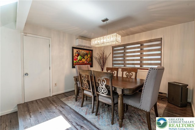 1555 Longleaf Dr, Chestnuthill Twp, PA 18330 - dining space featuring a chandelier and wood finished floors