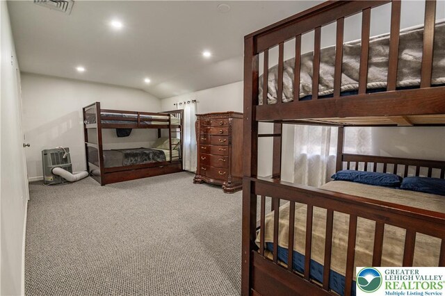 1555 Longleaf Dr, Chestnuthill Twp, PA 18330 - bedroom featuring recessed lighting, carpet floors, and vaulted ceiling