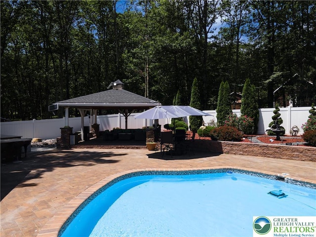 1555 Longleaf Dr, Chestnuthill Twp, PA 18330 - view of pool featuring a gazebo, a patio, and a fenced backyard