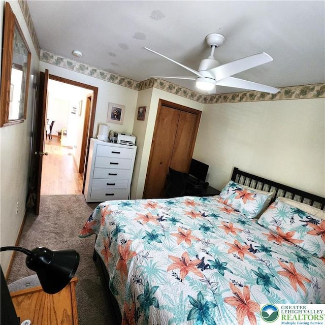 408 Sassafrass Way, Jackson Twp, PA 18360 - carpeted bedroom with a ceiling fan and a closet