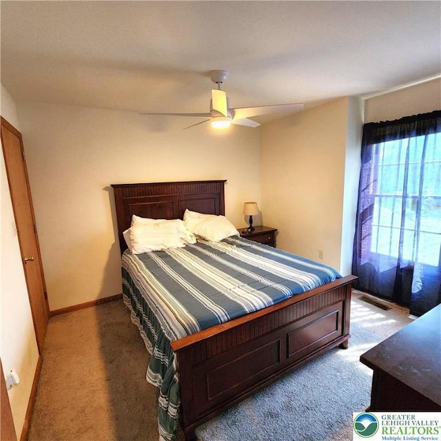 408 Sassafrass Way, Jackson Twp, PA 18360 - bedroom featuring carpet and a ceiling fan