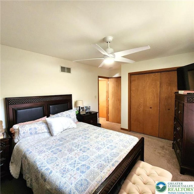 408 Sassafrass Way, Jackson Twp, PA 18360 - bedroom with carpet, multiple closets, and ceiling fan