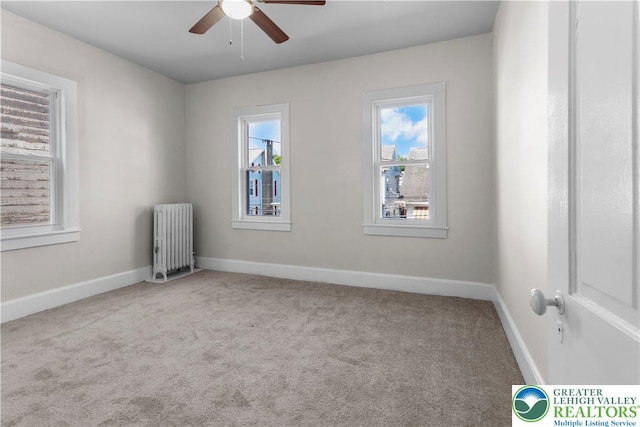 35 N 3rd St, Bangor Boro, PA 18013 - carpeted empty room featuring radiator and ceiling fan